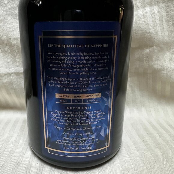 NEW! MAGIC HOUR SAPPHIRE WHITE TEA IN VIOLET GLASS APOTHECARY JAR 60-75 CUPS - Picture 6 of 6